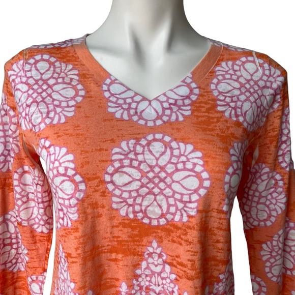 Before & Again V-Neck Burnout Long Sleeve Top, Sz S - Picture 6 of 9